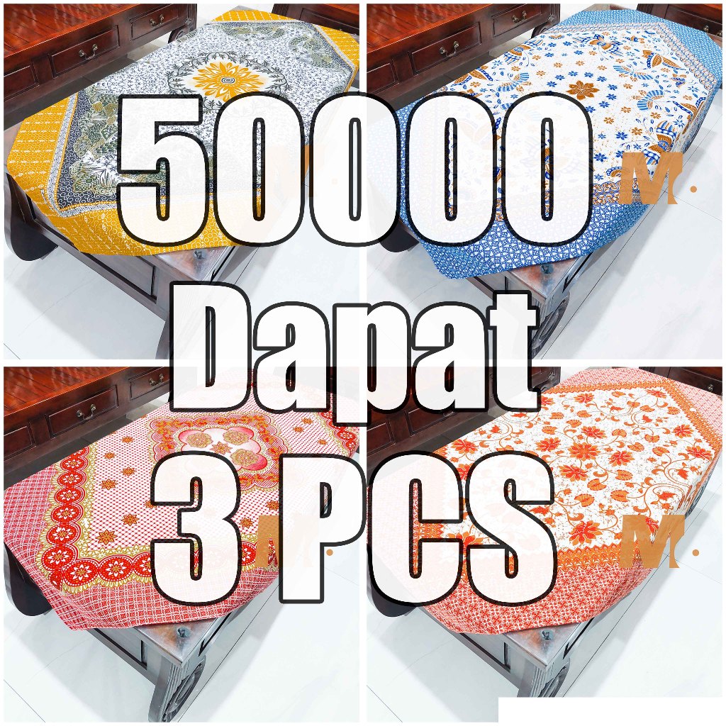 50 RIBU 3PCS Murah Taplak Meja Tamu Guru Motif Batik Bahan Katun Standar Jumbo Raden Ayu