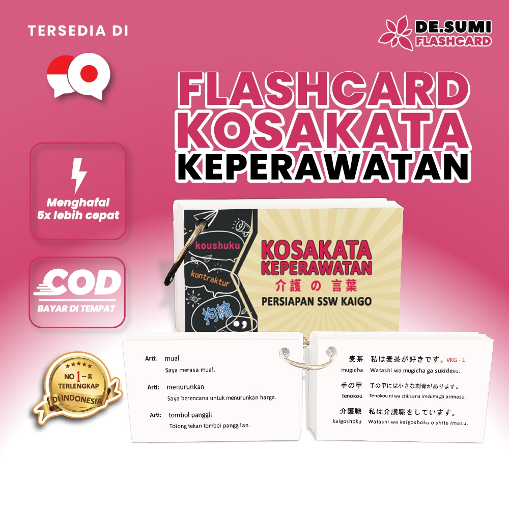 FLASH CARD KEPERAWATAN KAIGO TOKUTEIGINOU SSW KOSAKATA BAHASA JEPANG PENGGANTI BUKU SHOKYU