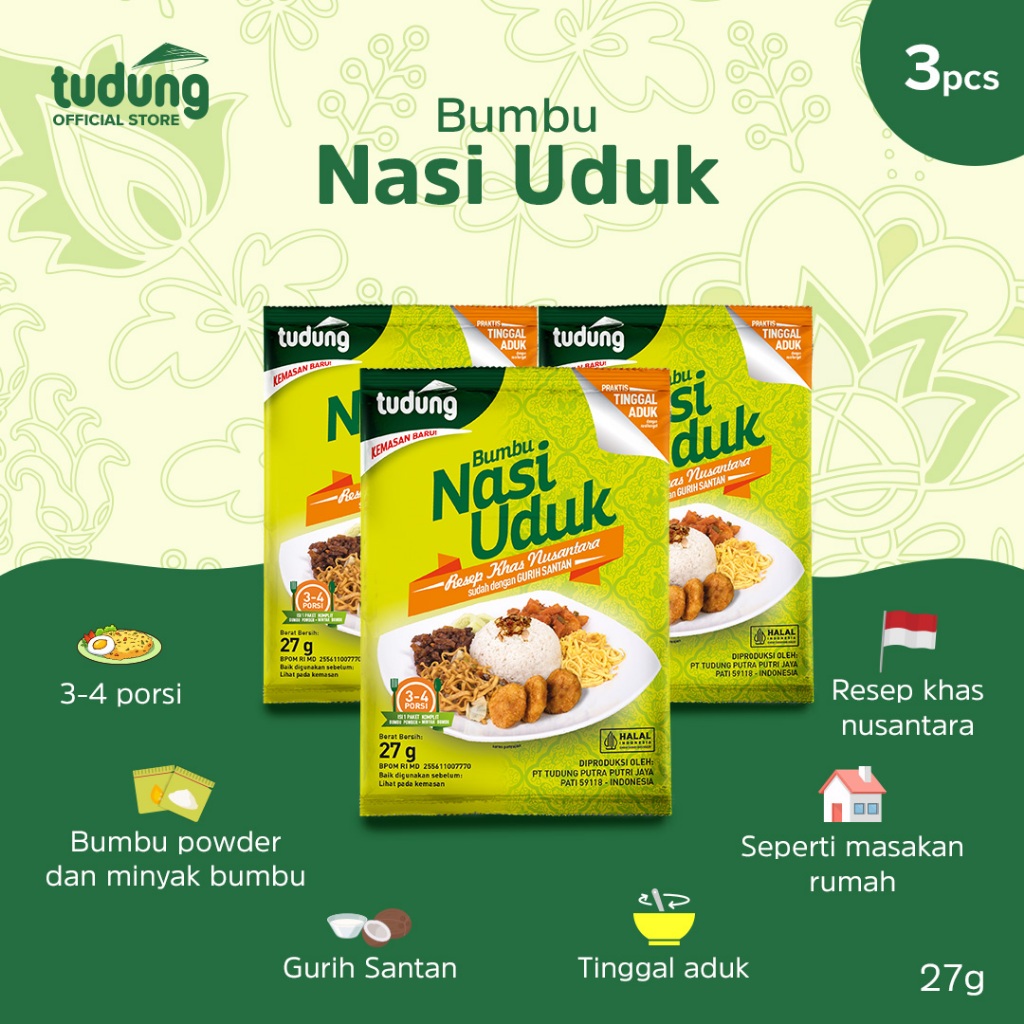 

Bumbu Nasi Uduk Instant Tudung 27gr Bundling 3