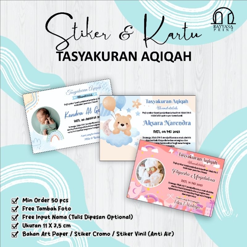 

Stiker dan Kartu Aqiqah murah / Tasyakuran Aqiqah / Stiker Aqiqah Lahiran