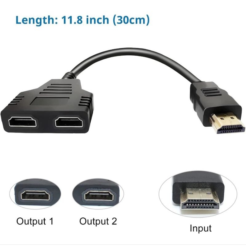 KABEL HDMI SPLITTER 2PORT 30cm 1 KE 2 SPLIT HDMI
