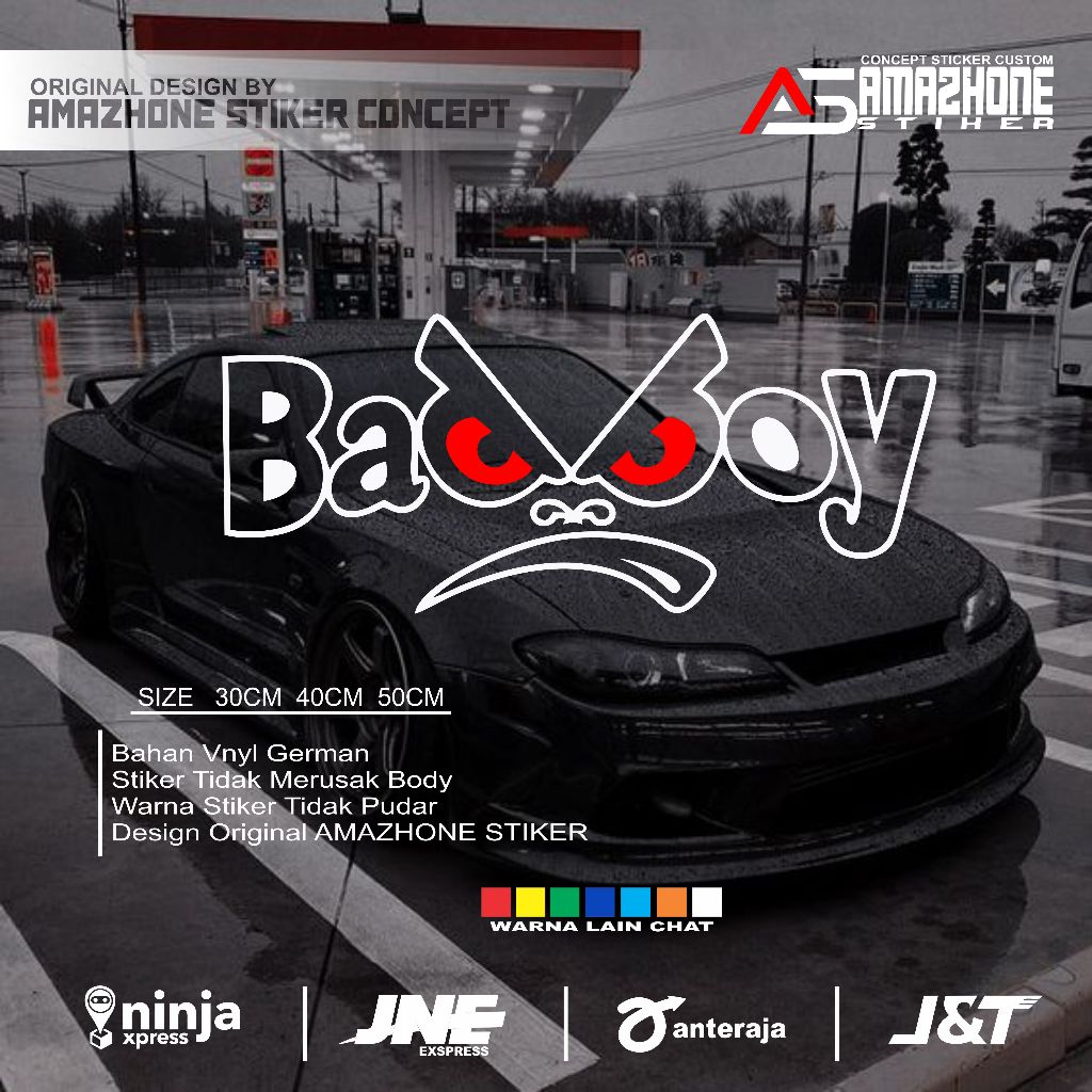 Stiker badboy stiker cutting variasi kaca belakang mobil sticker tulisan badboy