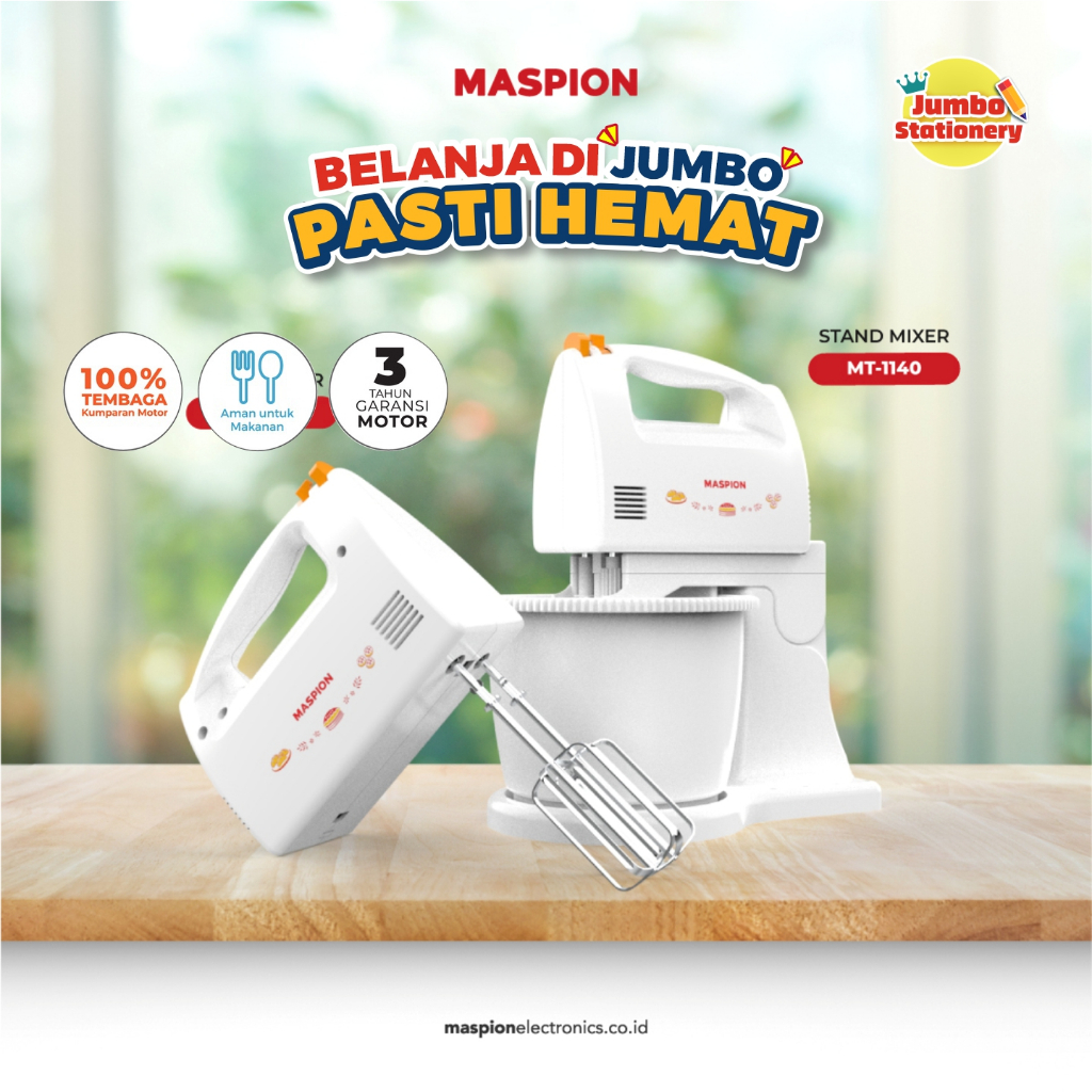 Stand Mixer Maspion MT 1140 2 Liter Mixer Duduk MT-1140 Pengaduk Adonan Kue Telur Tepung Telur MT114