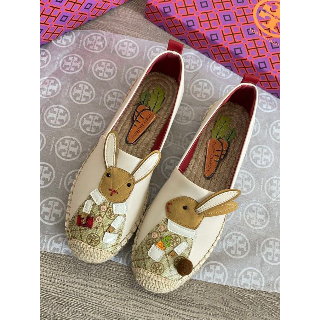 TB Tory Burch 79134 Rabbit Bunny Espadrilles Flatshoes Woman's