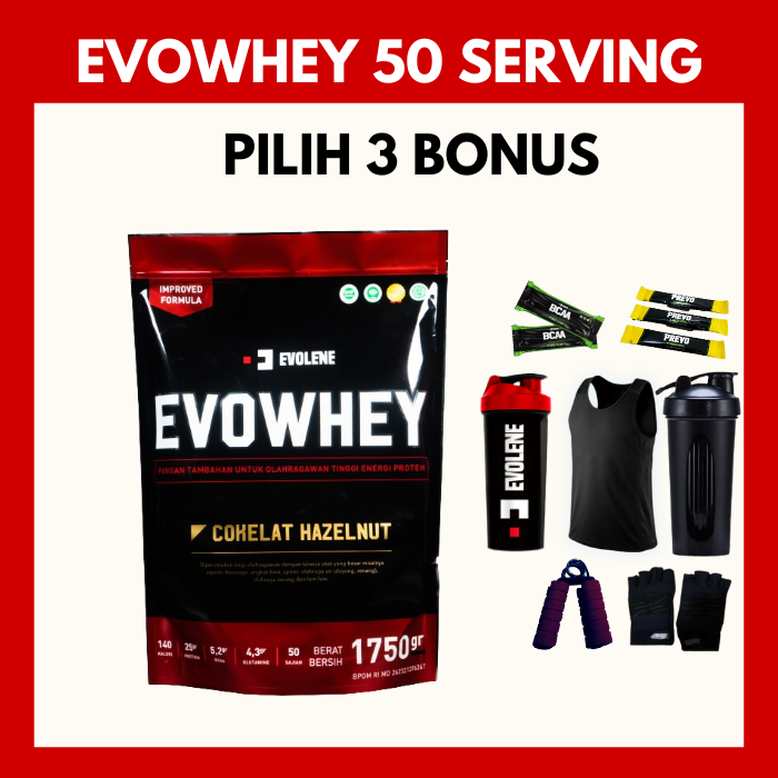 EVOWHEY EVOLENE ISI 50 SACHET WHEY PROTEIN 50 SERVING 1,75KG EVOLINE EVOLEN EVOLINE