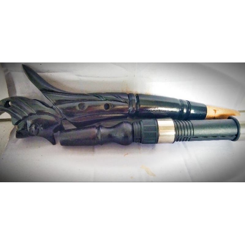 Pahul ukir wayang Arjuna hitam /gagang joran wayang pancing