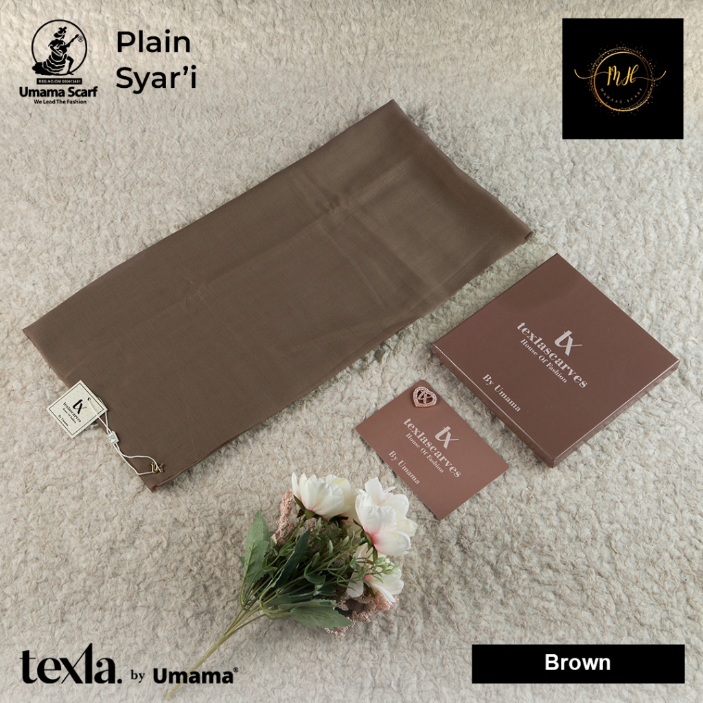 TEXLA SCARVES BOX POLOS BY UMAMA SCARF FREE BROOCH jilbab/kerudung SYARI 130X130