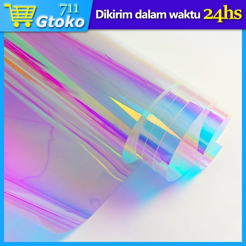 

20 Lembar Flower Wrapping Paper Hologram Cellophane Kertas Buket Transparan Ukuran 55x55 cm