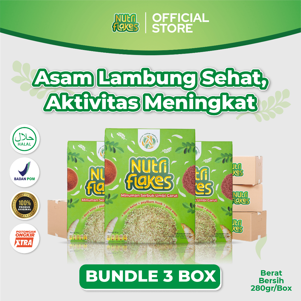 

Nutriflakes Sereal Umbi Garut Asam Lambung 3 Box