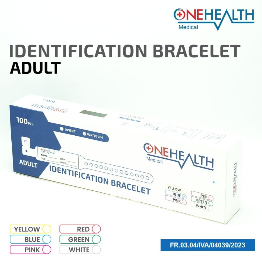 GELANG IDENTITAS PASIEN DEWASA ONEHEALTH/ADULT IDENTIFICATION BRACELET ONEHEALTH PER BOX ISI 100 PCS