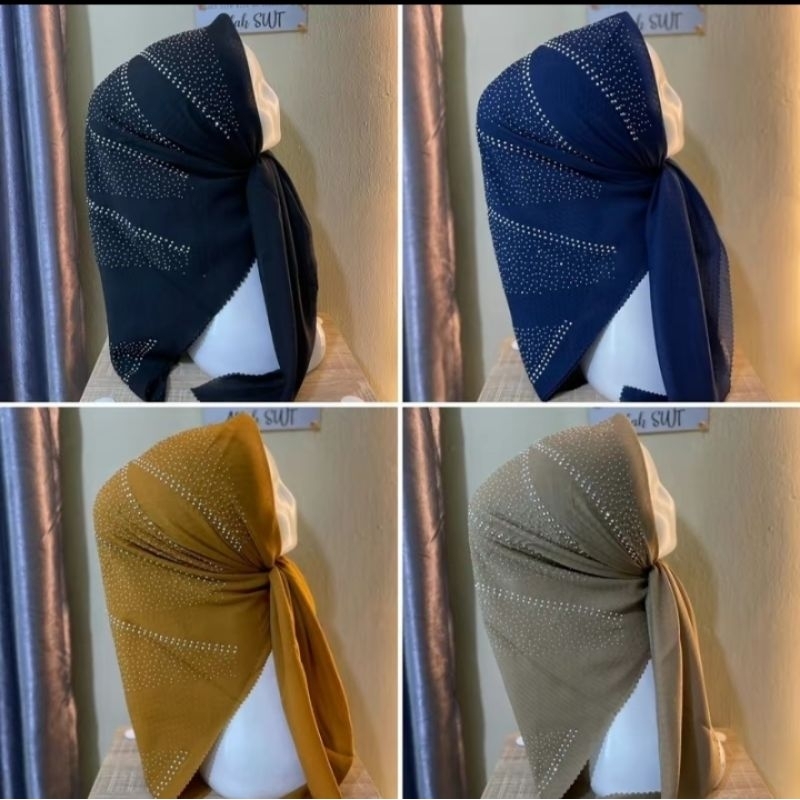 Hijab Segi Empat Pesta Mewah Mahkota Piramid