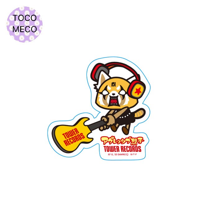 

sticker tower records x sanrio Aggretsuko rage guitar stiker anime