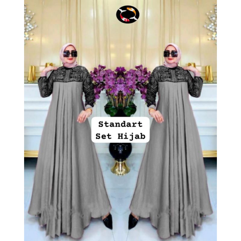 GAMIS BROKAT SET HIJAB MIX CERUTY MODEL' TERBARU SUPER MEWAH/GAMIS WANITA IMPORT PREMIUM