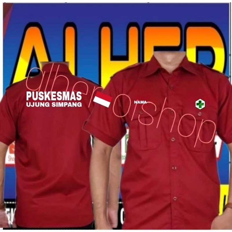 Lengan pendek kemeja Puskesmas baju Puskesmas seragam puskesmas Kemeja kerja puskesmas pakaian dinas