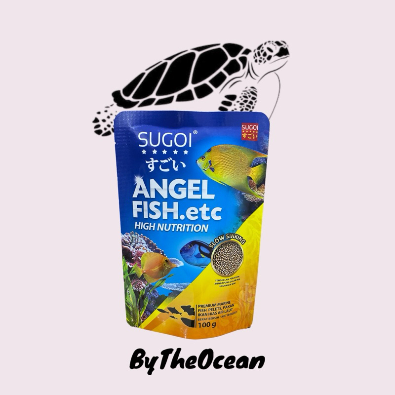 Pelet Ikan Hias Air Laut Sugoi Angel Fish 100gr Butiran M mini