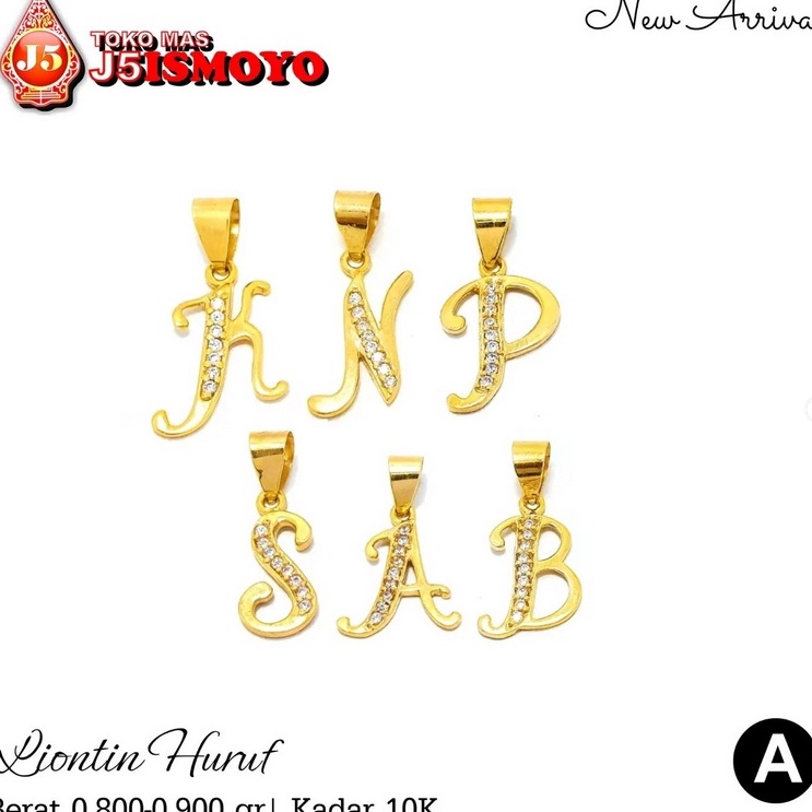 Terlaris Liontin Emas Huruf Latin Model Simple J5 Ismoyo