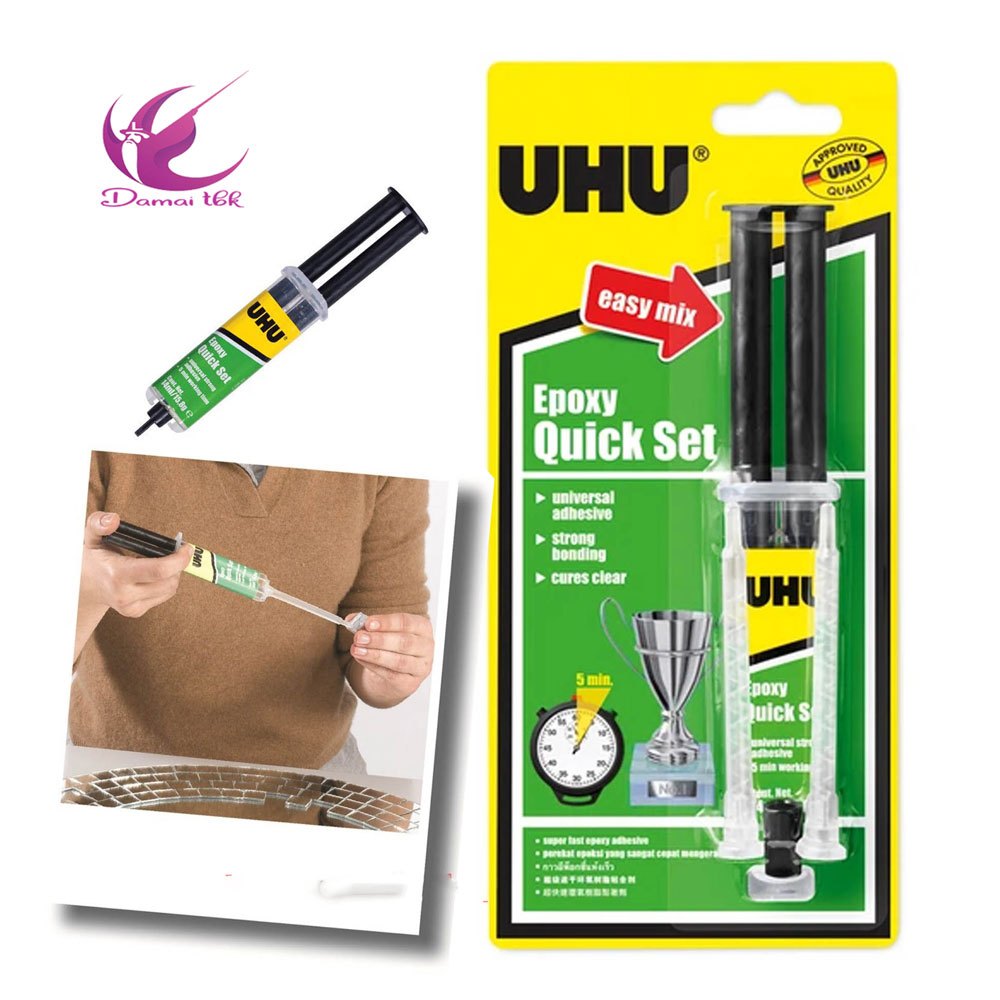 

UHU Epoxy Quick Set Easy Mix Syringe Blister / Lem Epoxy UHU 14ml