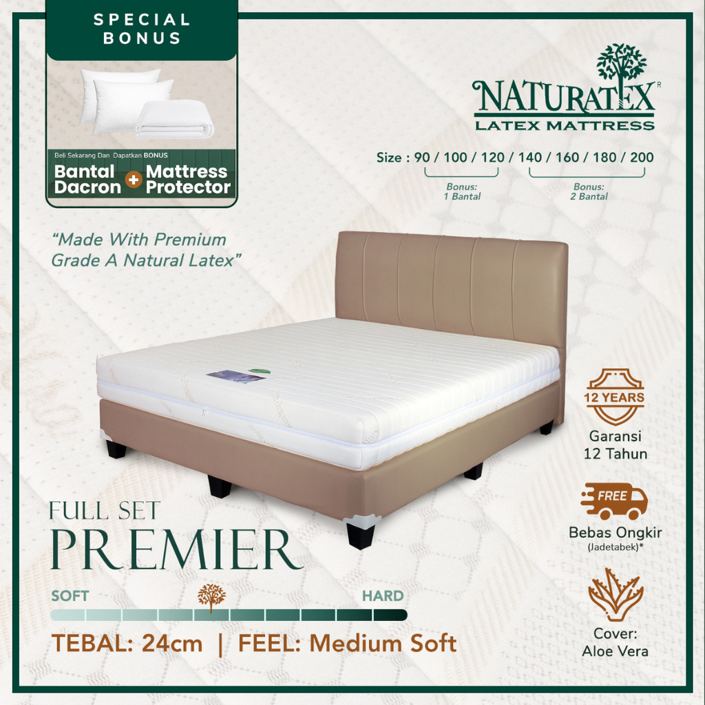 Naturatex Full Set Kasur Latex Medium - Premier 24cm