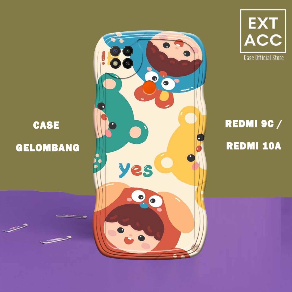 Soft Case GELOMBANG Hp Redmi 9C  -Redmi 10A - Case Pro Camera - Fashion Case Motif Cartton - Casing 