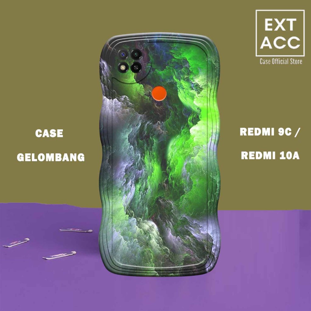 Soft Case GELOMBANG Hp Redmi 9C  -Redmi 10A - Case Pro Camera - Fashion Case Motif Abstrak - Casing 