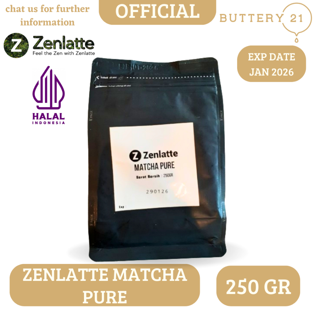 

ZENLATTE MATCHA PURE 250 GR/BUBUK MATCHA PURE 250 GR/MATCHA MURNI 250 GR