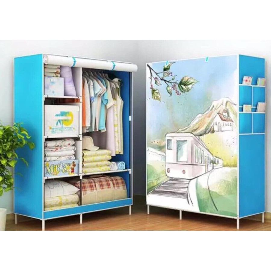 Lemari Pakaian 2 Kolom MOTIF LEMARI BAJU KAIN PORTABLE / LEMARI MOTIF LEMARI BAJU KAIN PORTABLE/ Lem
