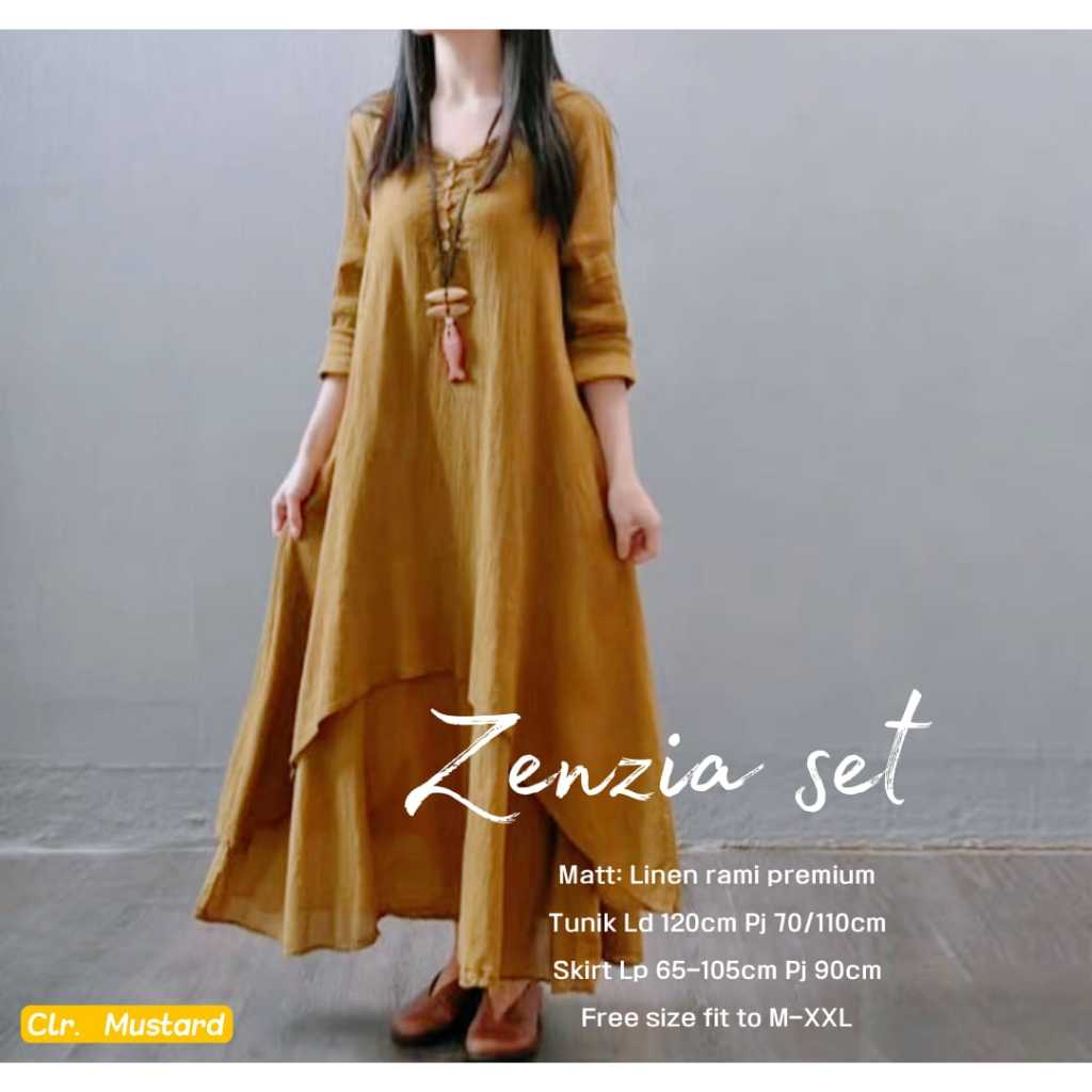 Zenzia Set Linen Rami Premium Tunik LD120