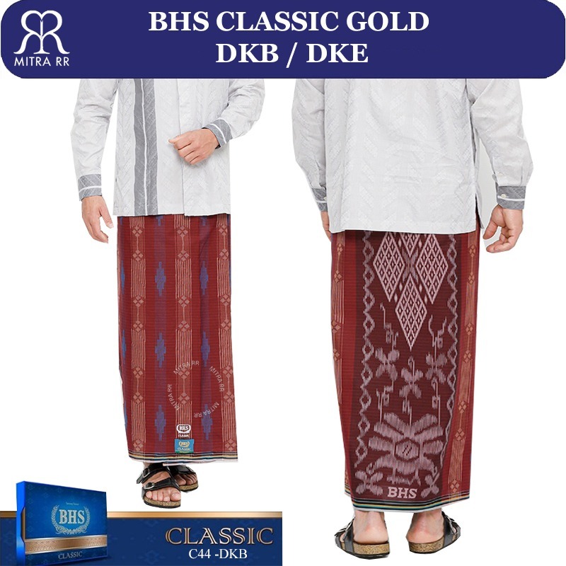 Sarung BHS Classic Gold Motif DKB / DKE Hitam Biru Cokelat Merah / Sarung Dewasa