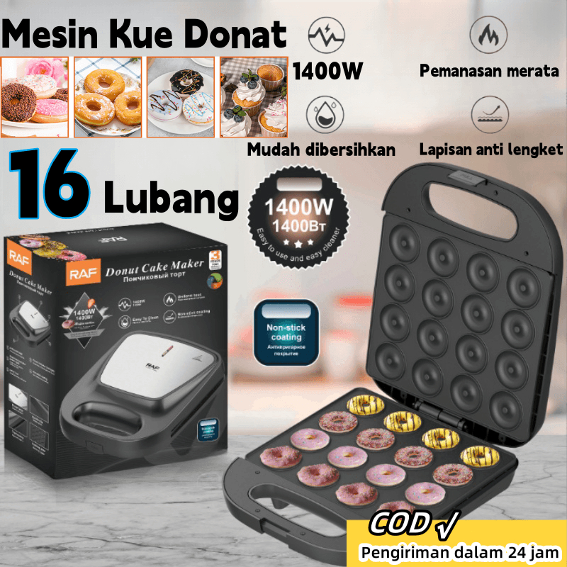 16 lubang Donut Maker Mesin Makanan penutup mesin panggang mesin roti Mesin Donat Otomatis dengan Pe