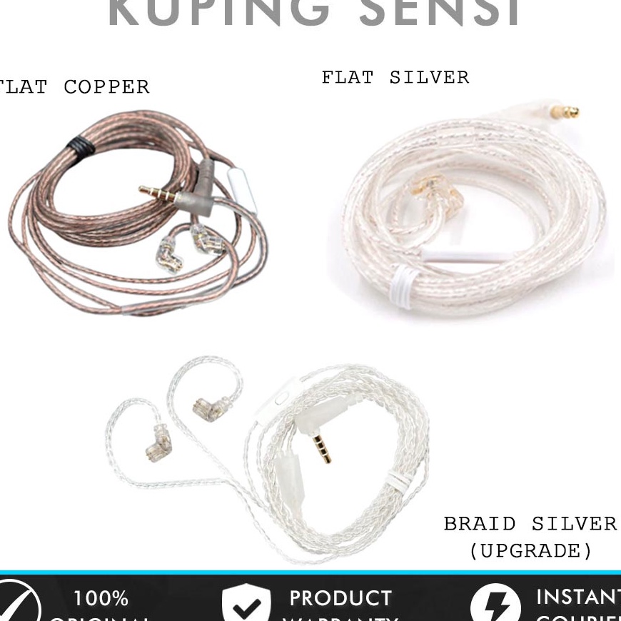 Kirim Langsung MrI Kabel KZ OFC Copper  SIlver KZ Cable with Mic for ZSN Pro ZS3 ZS5 ZSA ZS1 PRO X Z