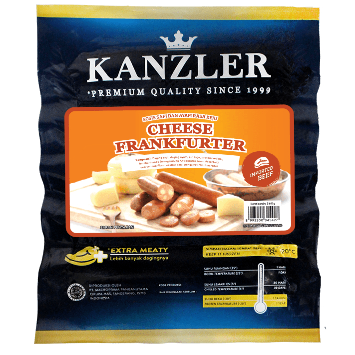 

Kanzler Sosis Cheese Frankfurter 360 gr (isi 5 pcs)