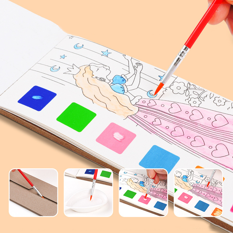 

1 SET PAKET LUKIS /Paket Melukis anak / Buku Mewarnai Catatan Cat Air Anak-anak