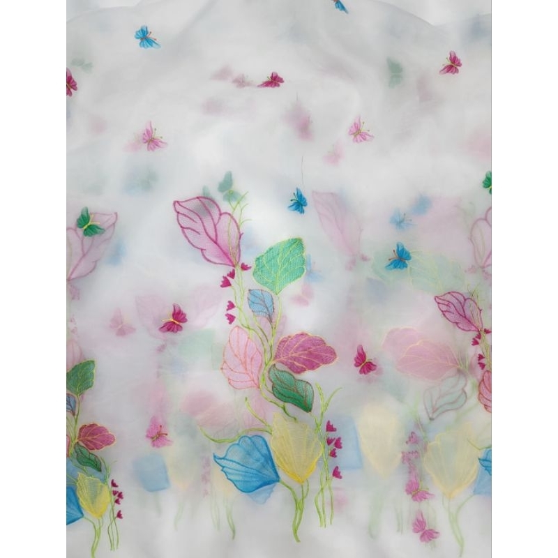 Kain organza Etnik modern New Motif , Bahan Baju Wanita