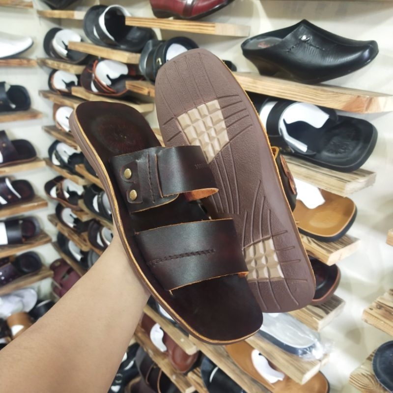 Sandal Kulit Asli l Sandal Cibaduyut l Sendal Kulit l Sendal Pria Kulit Asli l Sandal Slop Kulit