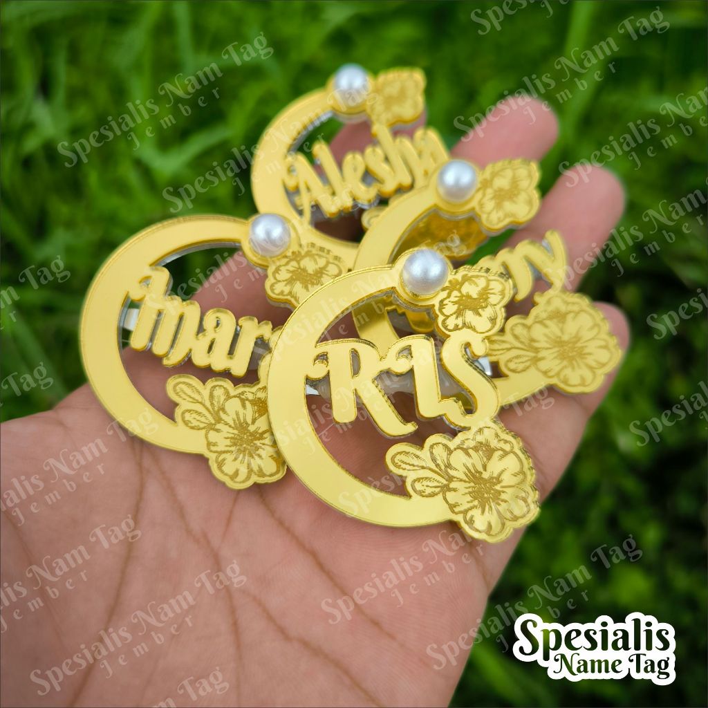 (BM) PREMIUM BROS NAMA MUTIARA BROS PIN MUTIARA NAMA Bros Nama Muslimah/Bros Hijab/BrosK Kerudung Br
