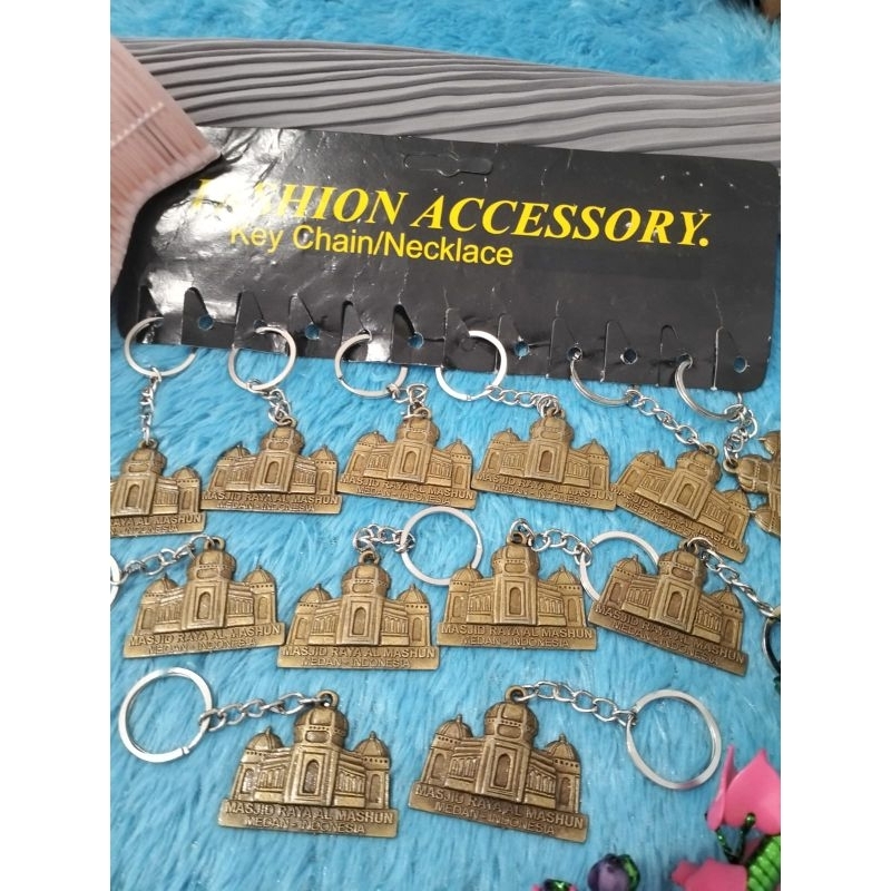 12 Pcs Gantungan Kunci Masjid Raya Al Mashun/Cirikhas Medan/Souvenir Sumatera Utara/Grosir