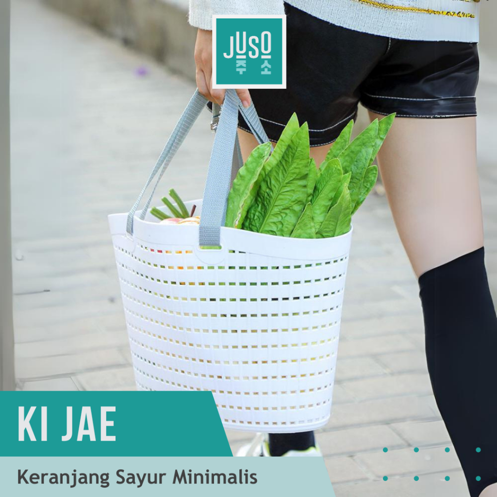 【JUSO】KI JAE Basket Bag Sayuran Serbaguna Keranjang Plastik Sayur Buah Multifungsi Plastic Basket Be