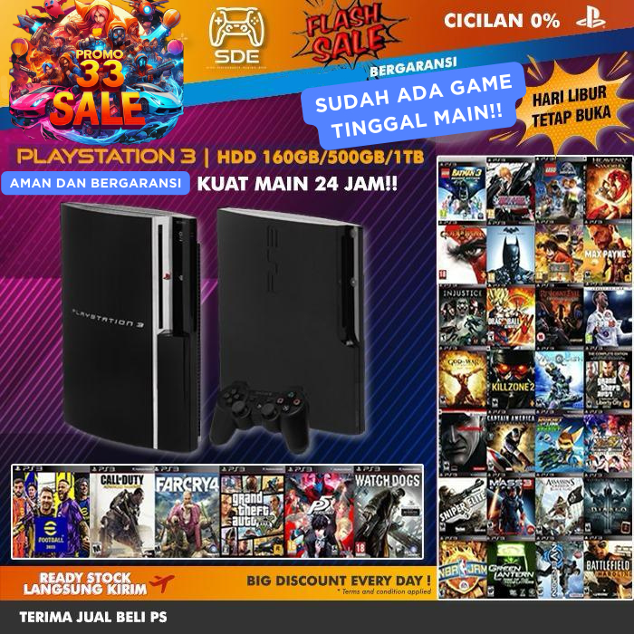 PS3 Slim/Fat/Super Slim Dengan HDD Internal 160GB-1TB