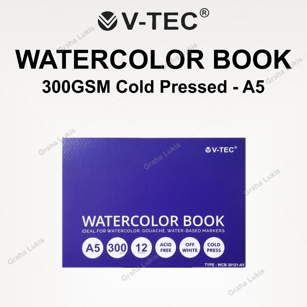 

V-TEC WATERCOLOR BOOK A5 300GSM COLDPRESSED