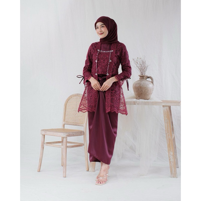 NH Busana [ ORI ]He’ra SERIES One Set Wanita Kekinian Premium Setelan Kondangan Rok Lilit Baju Konda