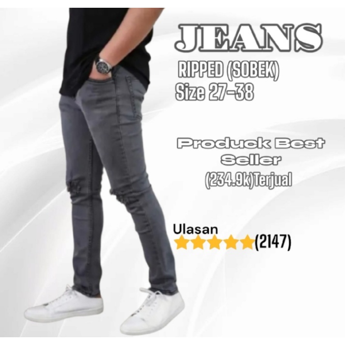 PROMO TERBARU CELANA JEANS PANJANG PRIA CELANA PRIA SOBEK CELANA HITAM SOBEK CELANA SOBEK DEWASA CEL