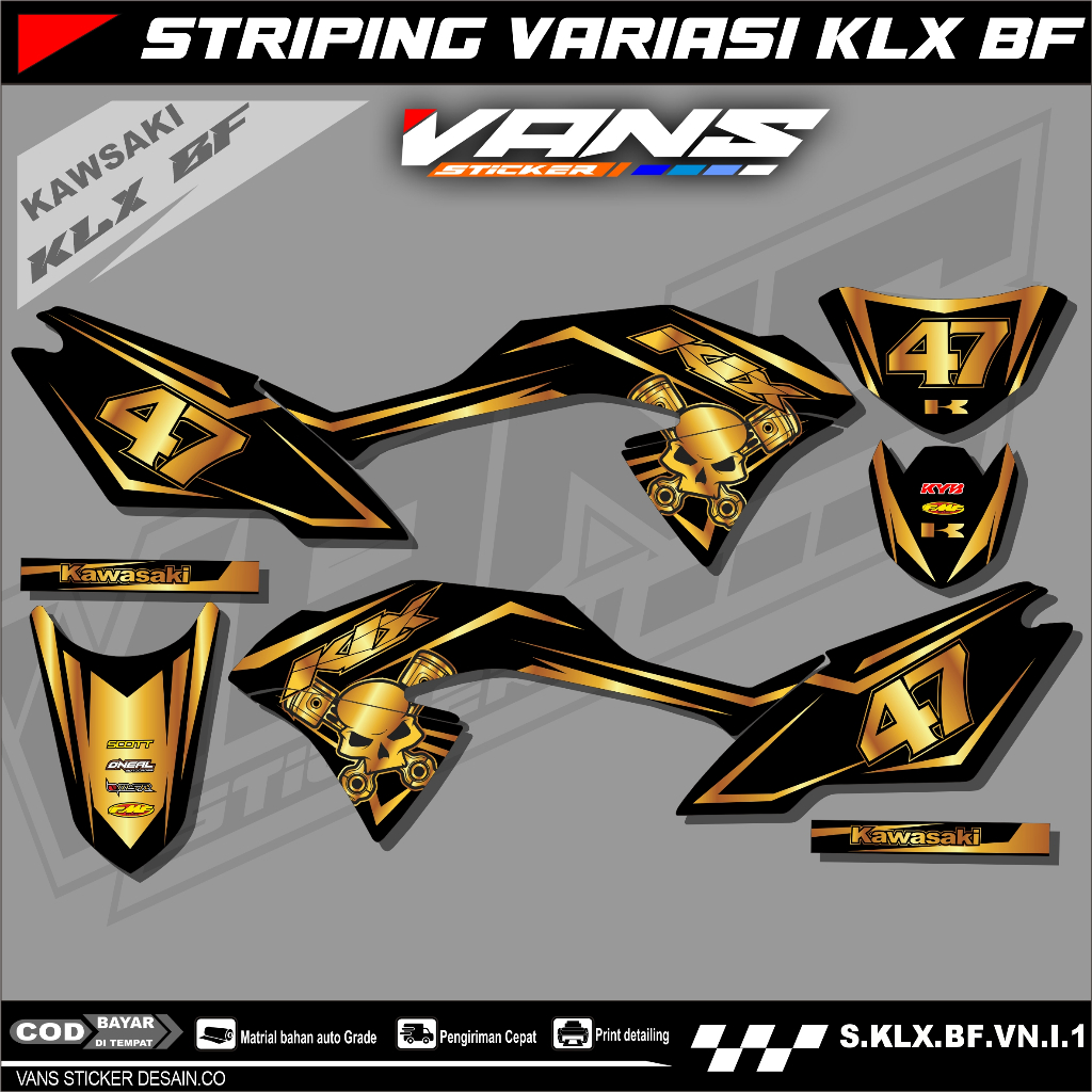 striping stiker motor kawasaki klx 150 bf,se,g , Sticker lis variasi motor klx bf
