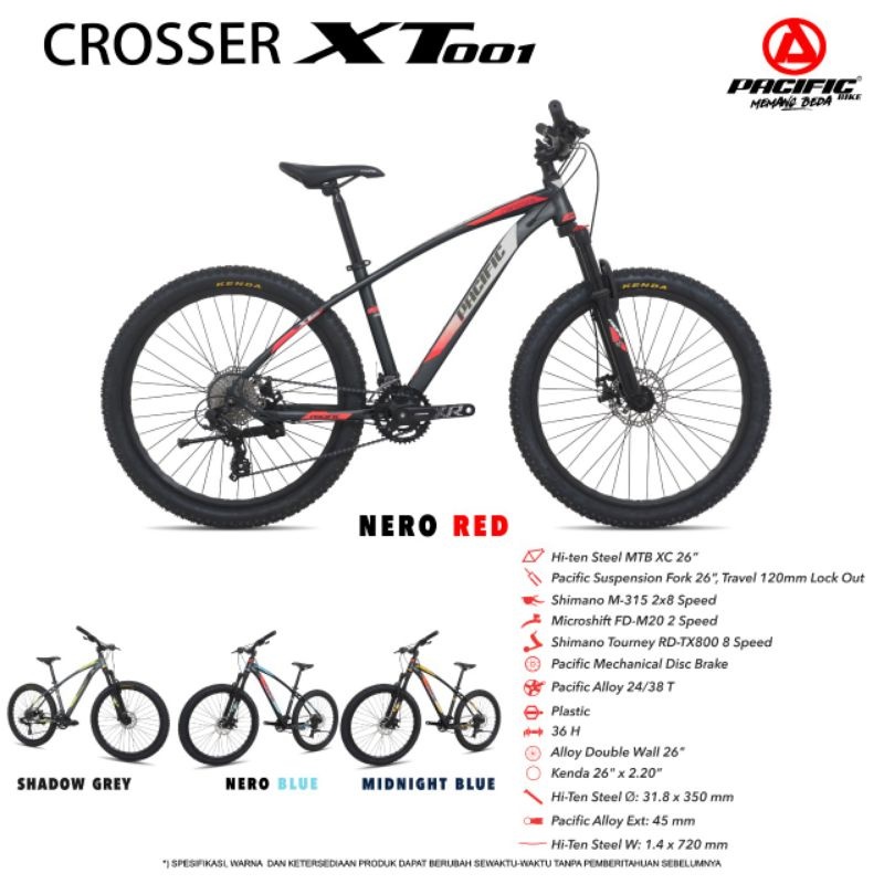 SEPEDA GUNUNG 27.5" INCH MTB PACIFIC CROSSER XT 001 SHIMANO 16 SPEED