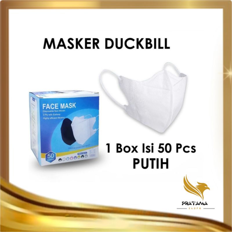 GROSIR MEDAN - MASKER DUCKBILL FACEMASK ISI 50PCS ADA GARIS HIDUNG PREMIUM