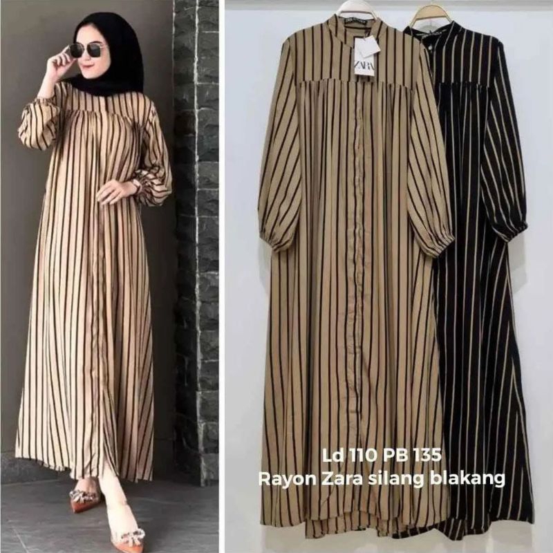 Gamis Zara Salur Viral Gamis Rayon Premium Terbaru Gamis Zara Import Baju Muslim Wanita Dewasa Terla