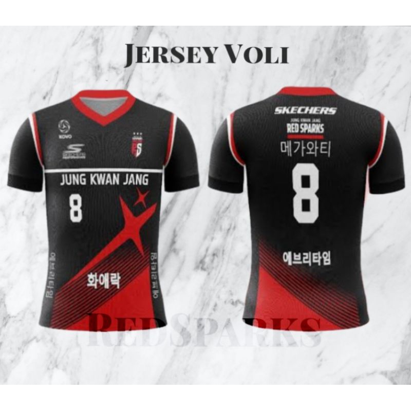 jersey voli tim redsparks dewasa kaos voli tim redsparks baju olahraga voli tim megawati free custom