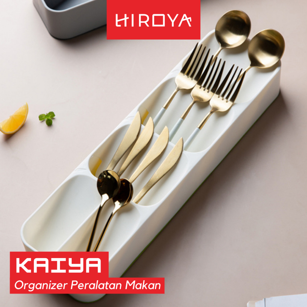 HIROYA - KAIYA Rak Laci Cutlery Serbaguna Tempat Susun Utensil Estetis Wadah Susun Sendok Garpu Orga