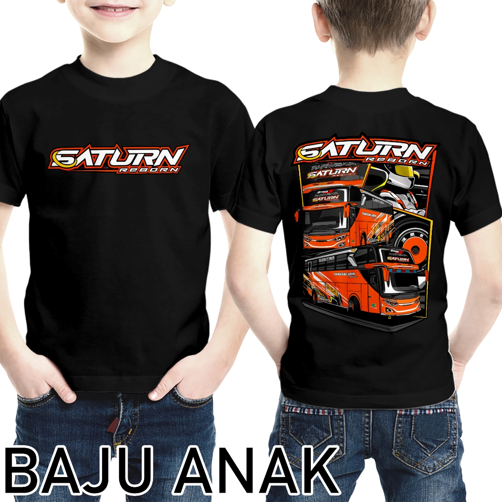 KAOS ANAK BUS MANIA SATURN USIA 1-12 TAHUN BAJU ANAK KAOS BUS - KAOS MOBIL COTTON COMBED 30S