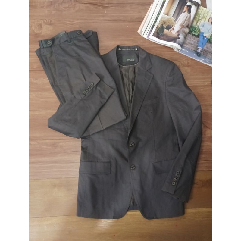 zaraman blazer  jas dark grey stelan jas one set eur 46