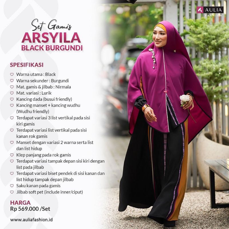 BAJU GAMIS AULIA FASHION UNGU HITAM BURGUNDI